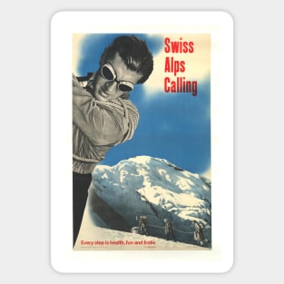 Swiss Alps Calling, Ski Poster Sticker